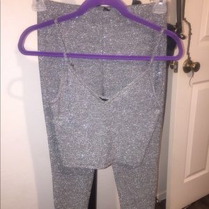 Forever 21 Silver sparkly two piece matching set